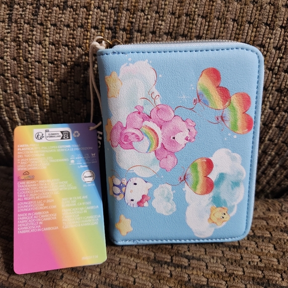 Hello Kitty And Friends X Care Bears Mini Zip Wallet Loungefly On Hand HTF - Picture 8 of 8